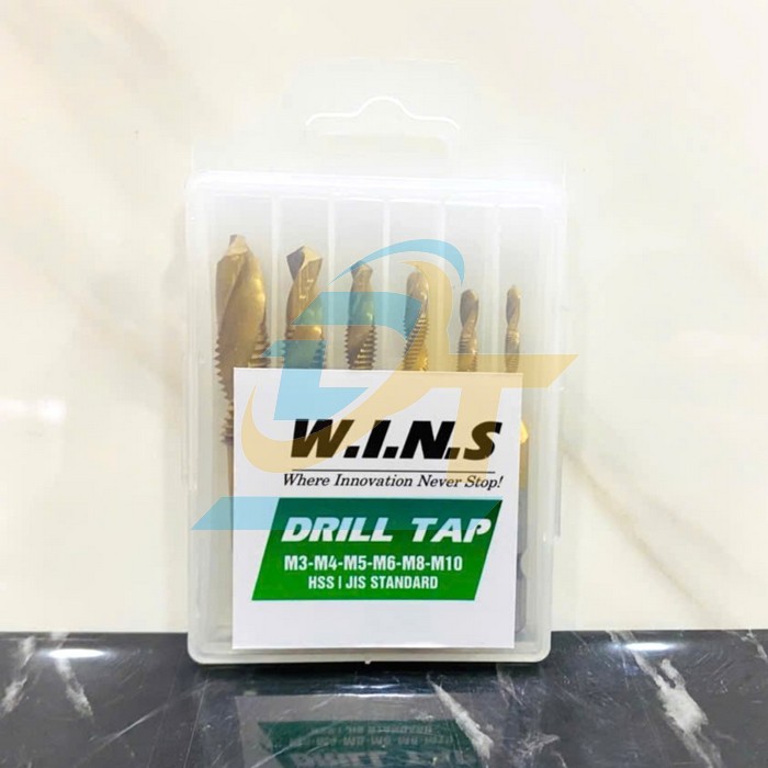 Bộ 6 mũi khoan taro chu&ocirc;i lục gi&aacute;c HSS phủ titanium W.I.N.S DRT-TIN M3-M10  W.I.N.S | Gi&aacute; rẻ nhất - C&ocirc;ng Ty TNHH Thương Mại Dịch Vụ Đạt T&acirc;m